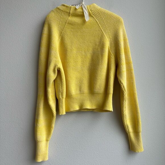Free People Too Good Yellow Ribbed Relaxed Casual Mock Neck Sweater Size XS - Picture 5 of 6